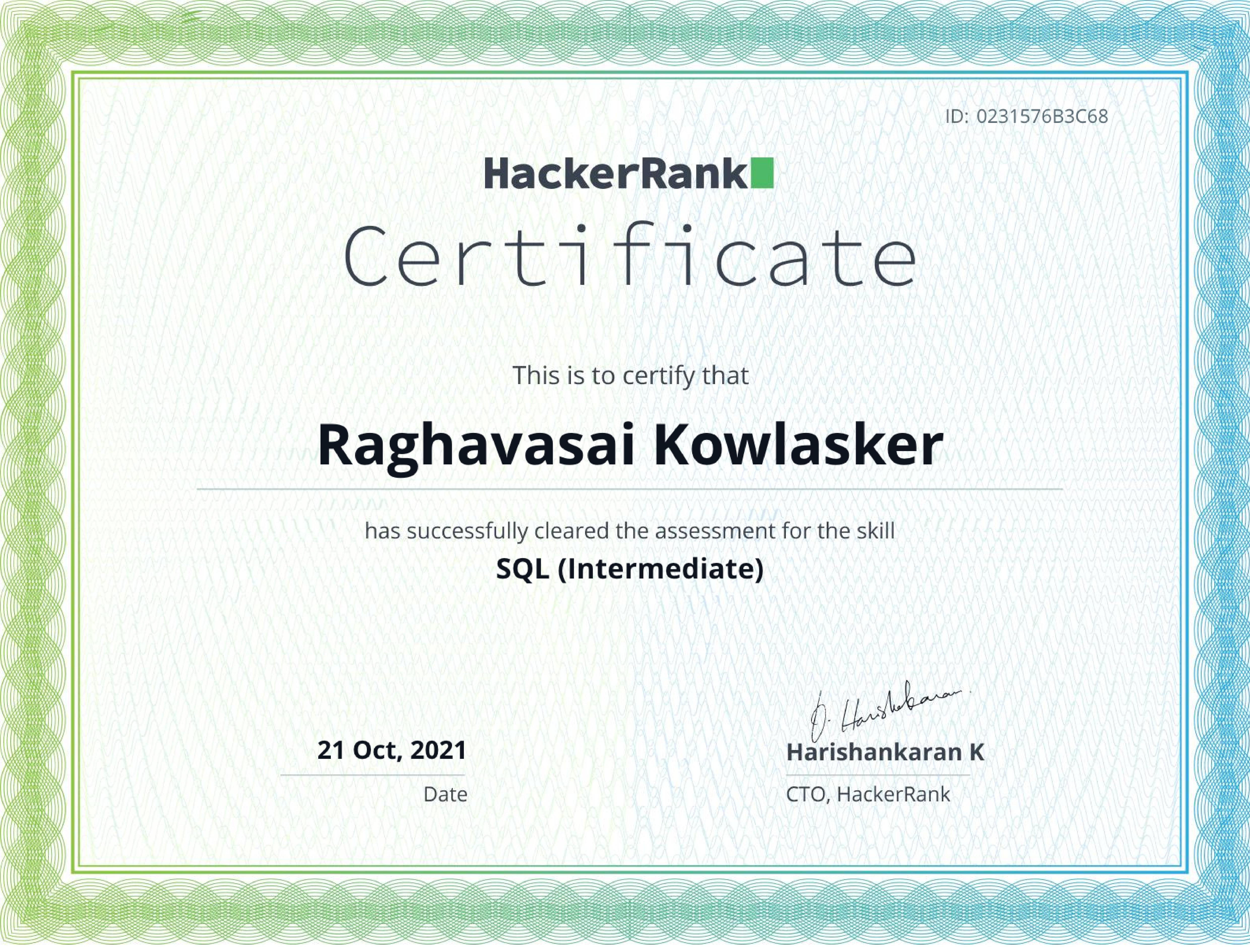Raghavasai Kowlasker's Portfolio